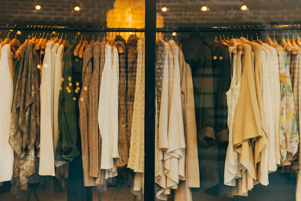 Clothing rack with shirts